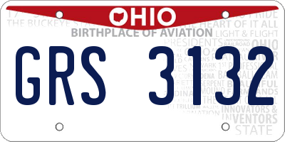 OH license plate GRS3132