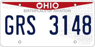 OH license plate GRS3148