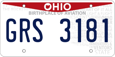 OH license plate GRS3181