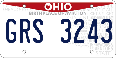 OH license plate GRS3243