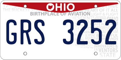 OH license plate GRS3252
