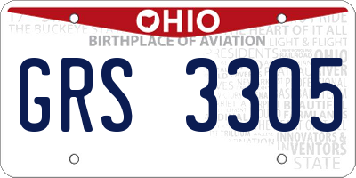 OH license plate GRS3305
