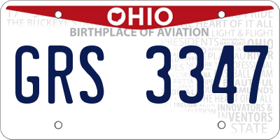 OH license plate GRS3347