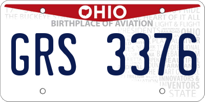 OH license plate GRS3376