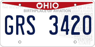 OH license plate GRS3420