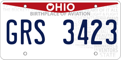 OH license plate GRS3423