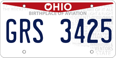 OH license plate GRS3425