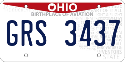 OH license plate GRS3437