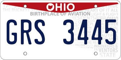 OH license plate GRS3445