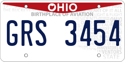 OH license plate GRS3454