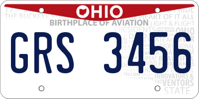 OH license plate GRS3456