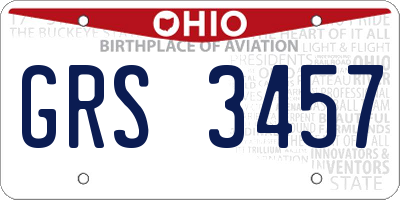 OH license plate GRS3457