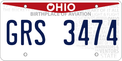 OH license plate GRS3474