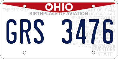 OH license plate GRS3476