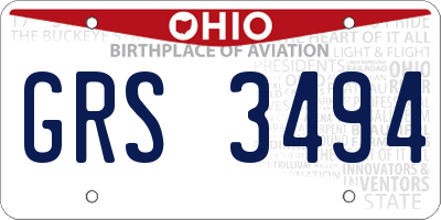 OH license plate GRS3494