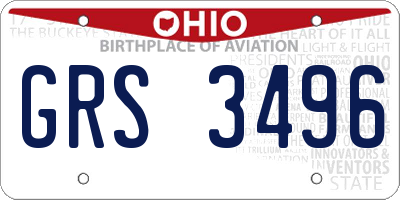 OH license plate GRS3496