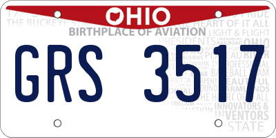 OH license plate GRS3517