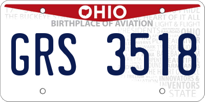 OH license plate GRS3518