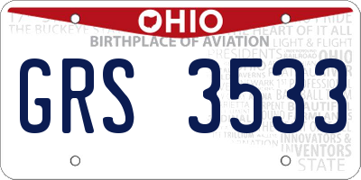 OH license plate GRS3533