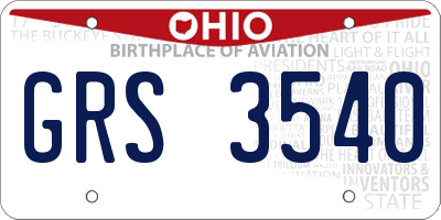 OH license plate GRS3540