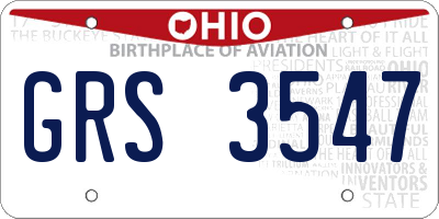 OH license plate GRS3547