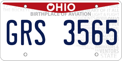 OH license plate GRS3565