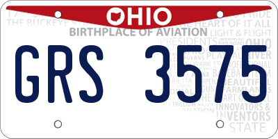OH license plate GRS3575