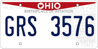 OH license plate GRS3576