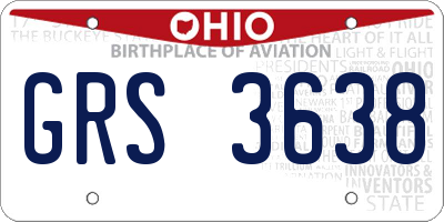 OH license plate GRS3638