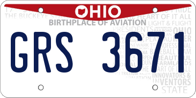 OH license plate GRS3671