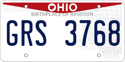 OH license plate GRS3768