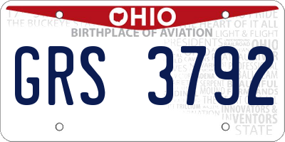 OH license plate GRS3792