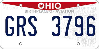 OH license plate GRS3796