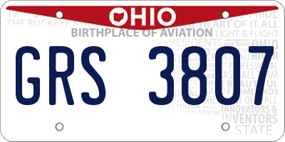OH license plate GRS3807