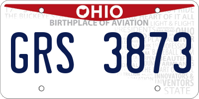 OH license plate GRS3873