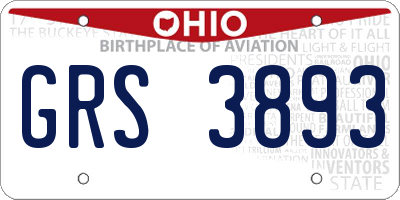 OH license plate GRS3893