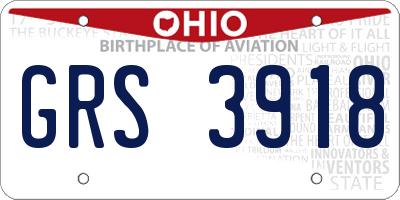 OH license plate GRS3918