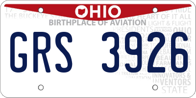 OH license plate GRS3926