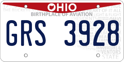 OH license plate GRS3928