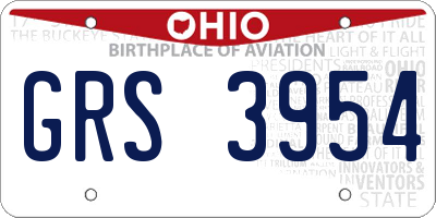 OH license plate GRS3954