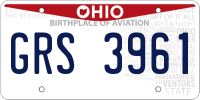 OH license plate GRS3961