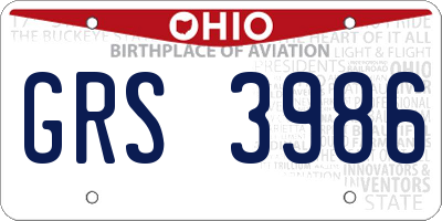 OH license plate GRS3986