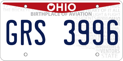 OH license plate GRS3996