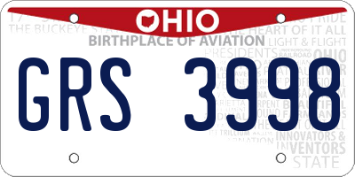 OH license plate GRS3998
