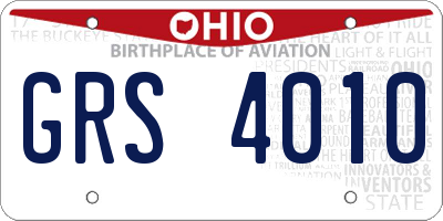 OH license plate GRS4010