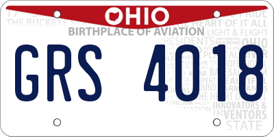 OH license plate GRS4018