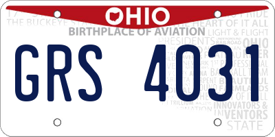 OH license plate GRS4031