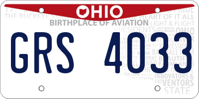 OH license plate GRS4033
