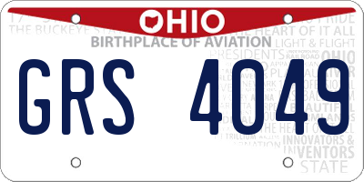 OH license plate GRS4049
