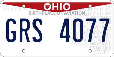 OH license plate GRS4077